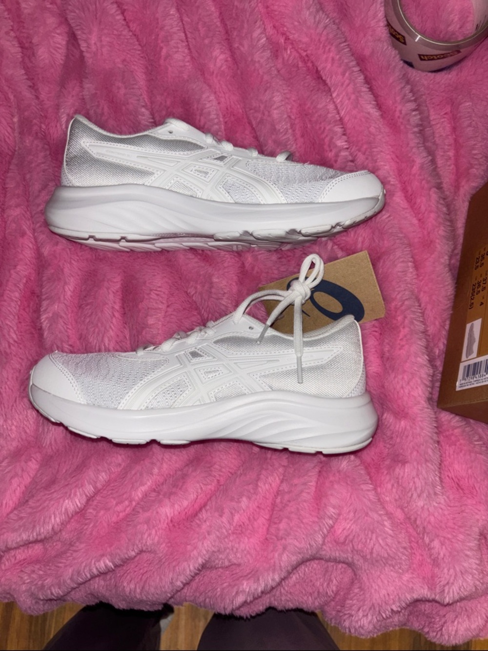 ASICS youth  All-White Mesh Running Sneakers